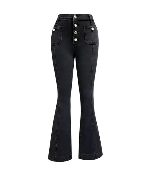 Women's Patchwork Jeans Slim Fit Slimming Stretch Flared Pants